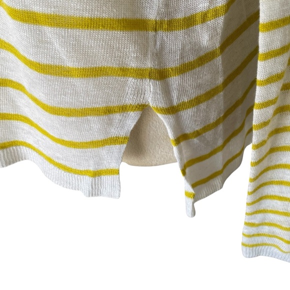 Vince Yellow Striped Linen Knit Boatneck Lightweight Sweater Top Women Size M - Picture 7 of 8